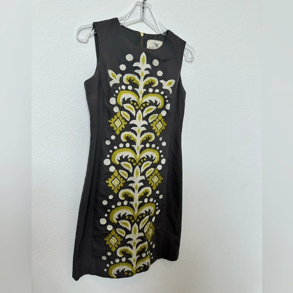 Anthropologie Tabitha Embroidered‎ Shift Dress Gray Size 2 - Picture 5 of 10
